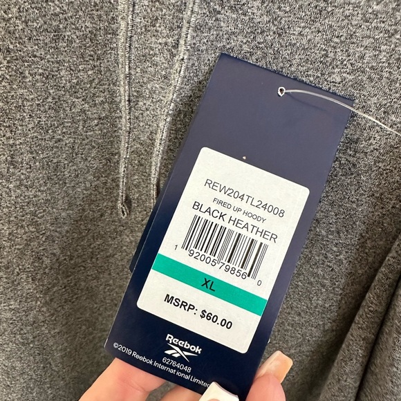 Reebok Fired Up Slim Hoodie – Black Heather – Size XL - Picture 6 of 7